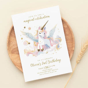 Pastel Unicorn and Rainbow Magical Birthday Invitation