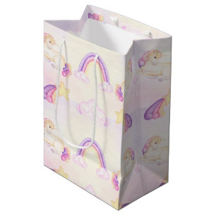 Pastel Unicorn And Rainbow Medium Gift Bag