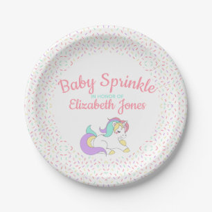Pastel Unicorn Baby Sprinkle Paper Plate