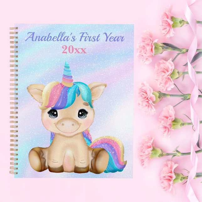 Pastel Unicorn Baby's First Year Photo Milestone  Planner (Creator Uploaded)