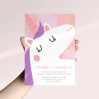 Pastel Unicorn Birthday Invitation