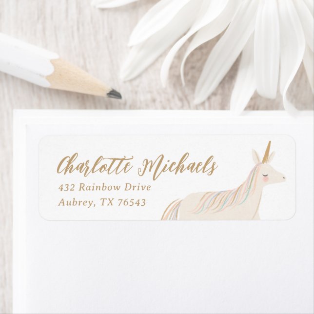 Pastel Unicorn Birthday Return Address Label (Insitu)