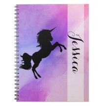Pastel Unicorn Design Notebook With Your Name