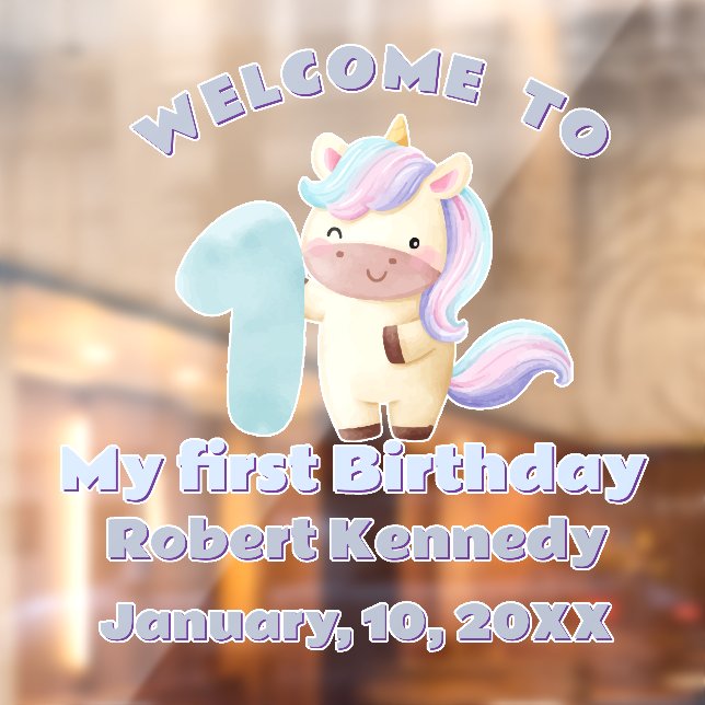 Pastel Unicorn First Birthday Celebration Date (Sheet 2)