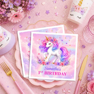 Pastel Unicorn Girl Birthday Magical Day Napkins