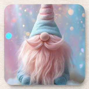 Pastel Unicorn Gnome / Gonk with Fluffy Pink Beard Coaster