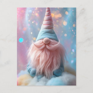 Pastel Unicorn Gnome / Gonk with Fluffy Pink Beard Holiday Postcard