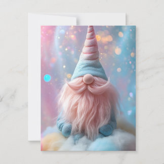 Pastel Unicorn Gnome / Gonk with Fluffy Pink Beard Postcard