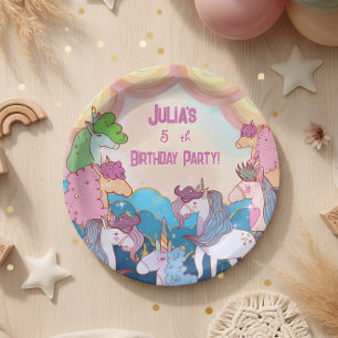 Pastel Unicorn Kids  Birthday  Paper Plate