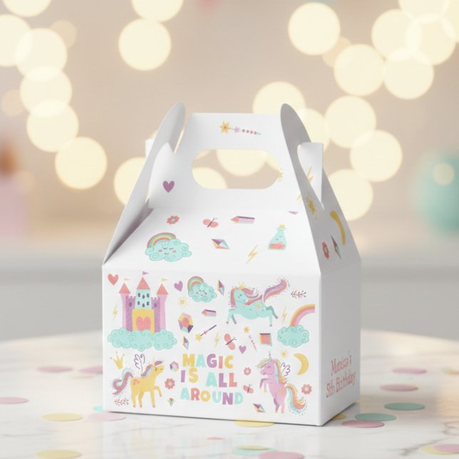 Pastel unicorn magic is all around birthday favour box (Creator Uploaded)