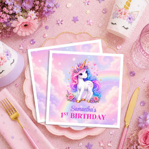 Pastel Unicorn Magical Day Girl Birthday Napkins