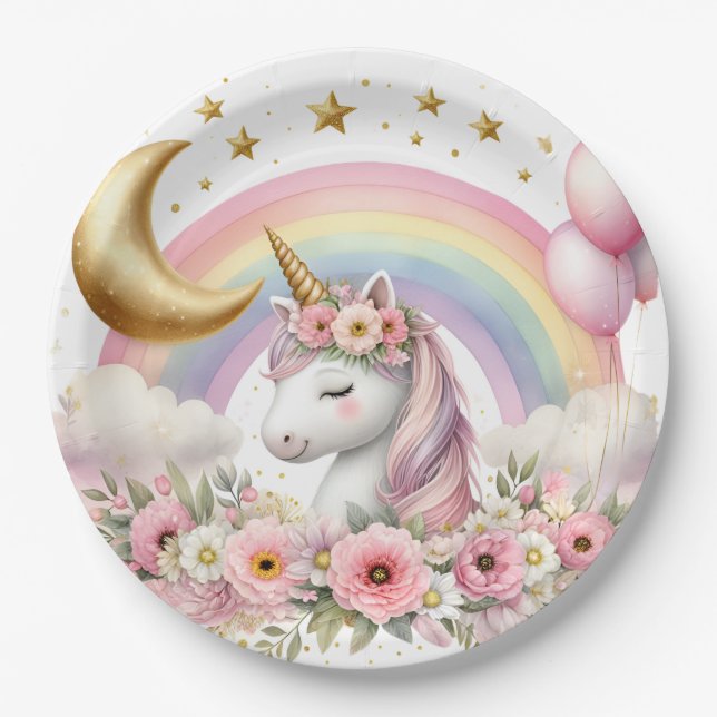 Pastel Unicorn  Paper Plate (Front)