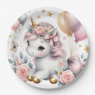 Pastel Unicorn  Paper Plate