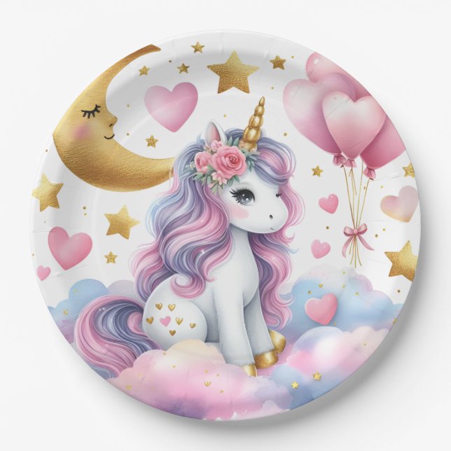 Pastel Unicorn  Paper Plate (Front)