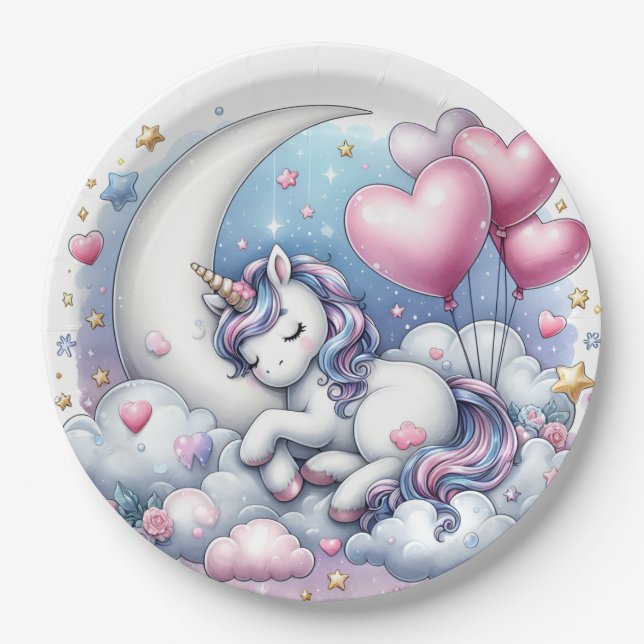 Pastel Unicorn  Paper Plate (Front)
