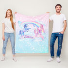 Pastel Unicorn Personalised Fleece Unicorn Blanket