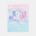 Pastel Unicorn Personalised Fleece Unicorn Blanket
