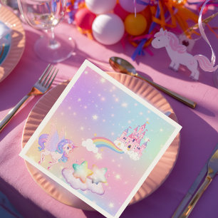 Pastel Unicorn Princess Paper Napkin