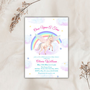 Pastel Unicorn Rainbow Fairytale Baby Shower Invitation