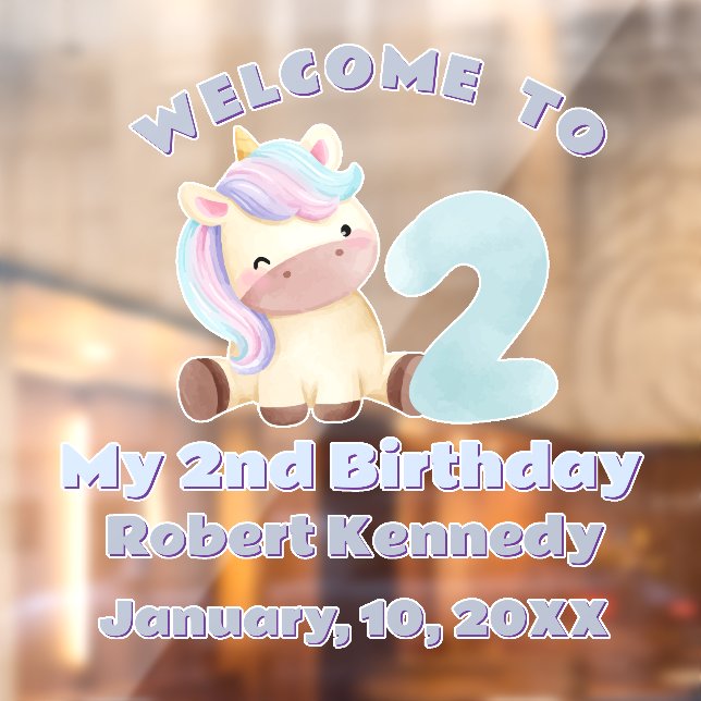 Pastel Unicorn Second Birthday Celebration Name (Sheet 2)