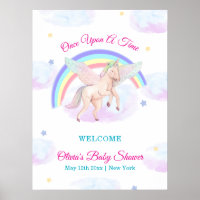 Pastel Unicorn Star Rainbow Baby Shower Welcome