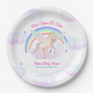 Pastel Unicorn Star Rainbow Fairytale Baby Shower  Paper Plate