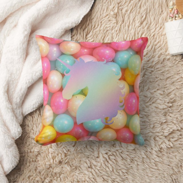 Pastel Unicorn Throw Pillow | Magical Rainbow Home (Blanket)
