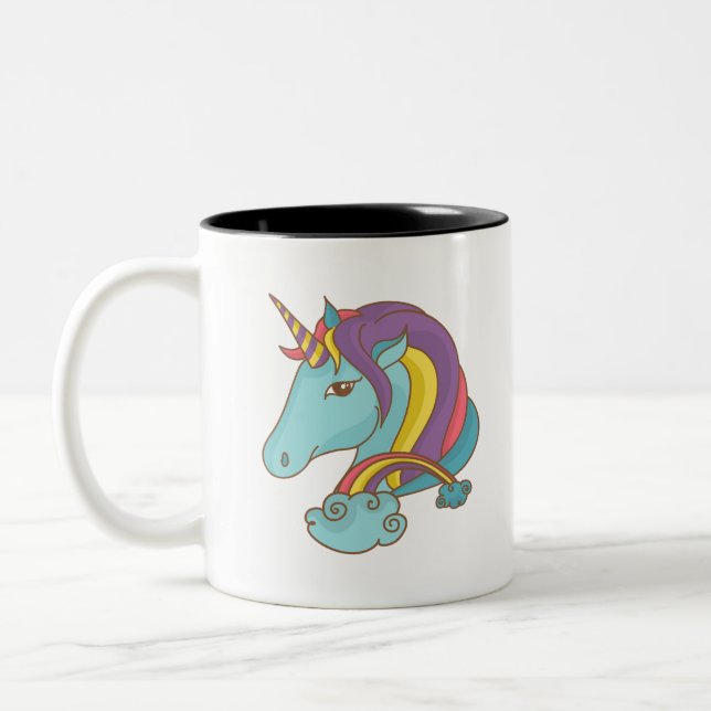 Pastel Unicorn Two-Tone Coffee Mug (Left)