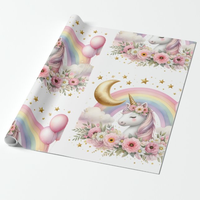 Pastel Unicorn  Wrapping Paper (Unrolled)