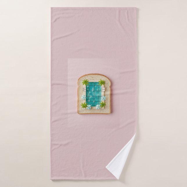 Pastel Vaporwave Pool Toast Bath Towel Set (Bath Towel)