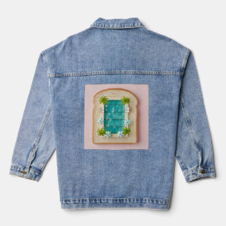 Pastel Vaporwave Pool Toast Denim Jacket
