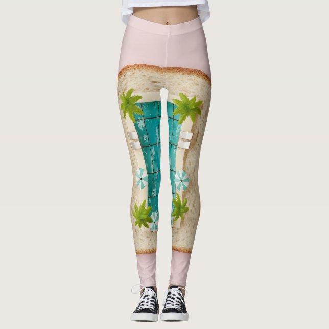 Pastel Vaporwave Pool Toast Leggings (Front)
