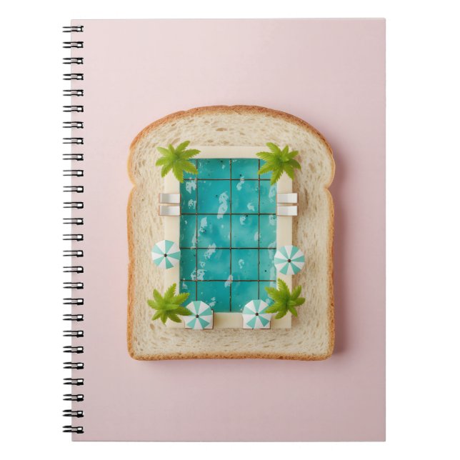 Pastel Vaporwave Pool Toast Notebook (Front)