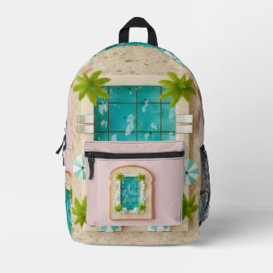 Pastel Vaporwave Pool Toast Printed Backpack