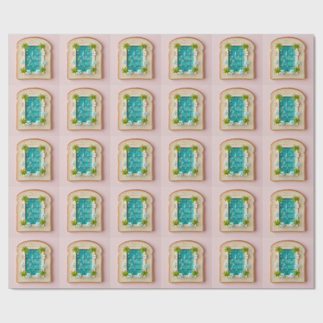 Pastel Vaporwave Pool Toast Wrapping Paper (Flat)