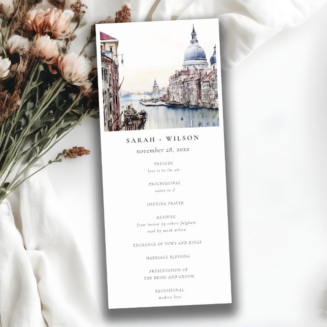 Pastel Venice Italy Canals Wedding Program (Creator Uploaded)