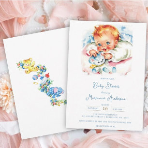 Pastel Vintage Baby Girl Baby Shower Invitation
