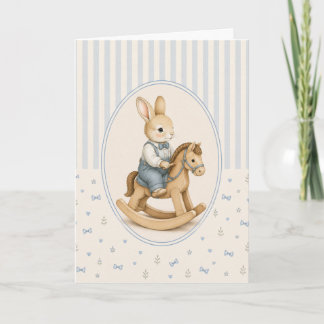 Pastel Vintage Bunny Boy Personalised Card