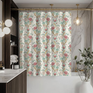 Pastel Vintage Curtain Elegant Damask Bathroom