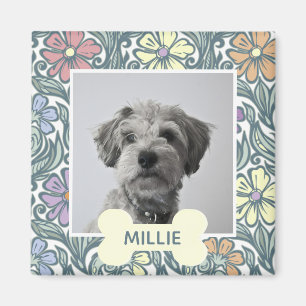 Pastel Vintage Floral Custom Dog Photo Magnet