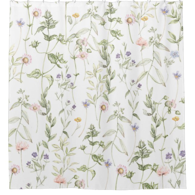 Pastel Vintage Flowers Shower Curtain (Front)