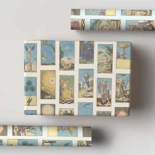 Pastel Vintage French Tarot Card Wrapping Paper Sheet