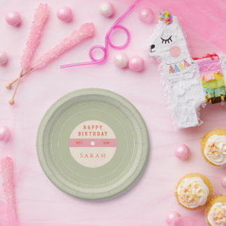 Pastel Vinyl Record Birthday Paper Plates