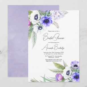 Pastel Violet and Plum Floral Bridal Shower Invitation