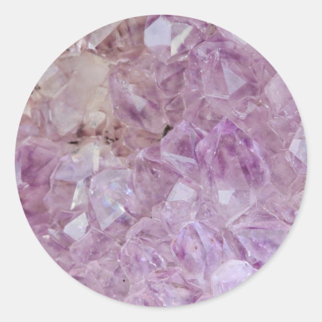 Pastel Violet Crystal Quartz Classic Round Sticker (Front)