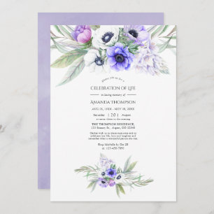 Pastel Violet Floral Celebration of Life Photo Invitation