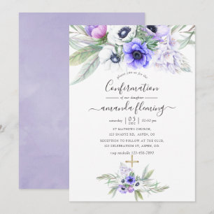 Pastel Violet Floral Confirmation Invitation