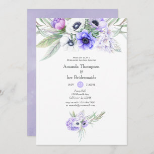 Pastel Violet Floral Wedding Bridesmaids Luncheon Invitation