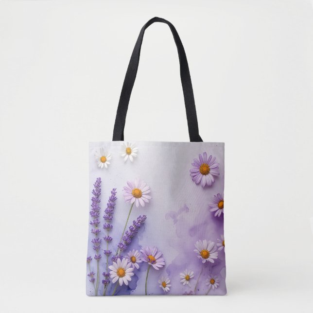 Pastel Violet Flower Garden Tote (Front)