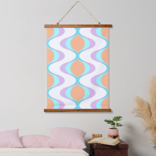 Pastel Violet Orange Aqua Blue Ogee White Waves Hanging Tapestry